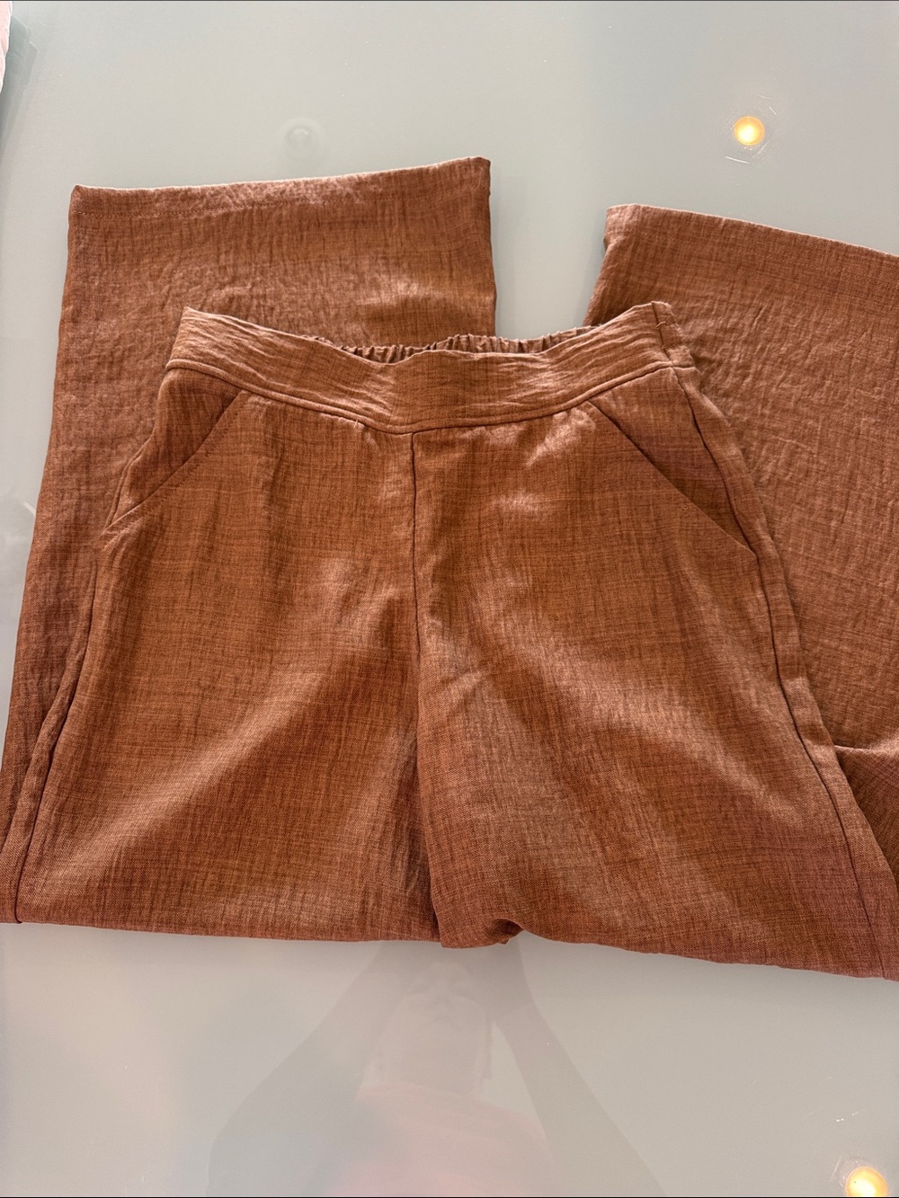 Max Studio London Wide-Leg Linen-Look Pants in mocha latte